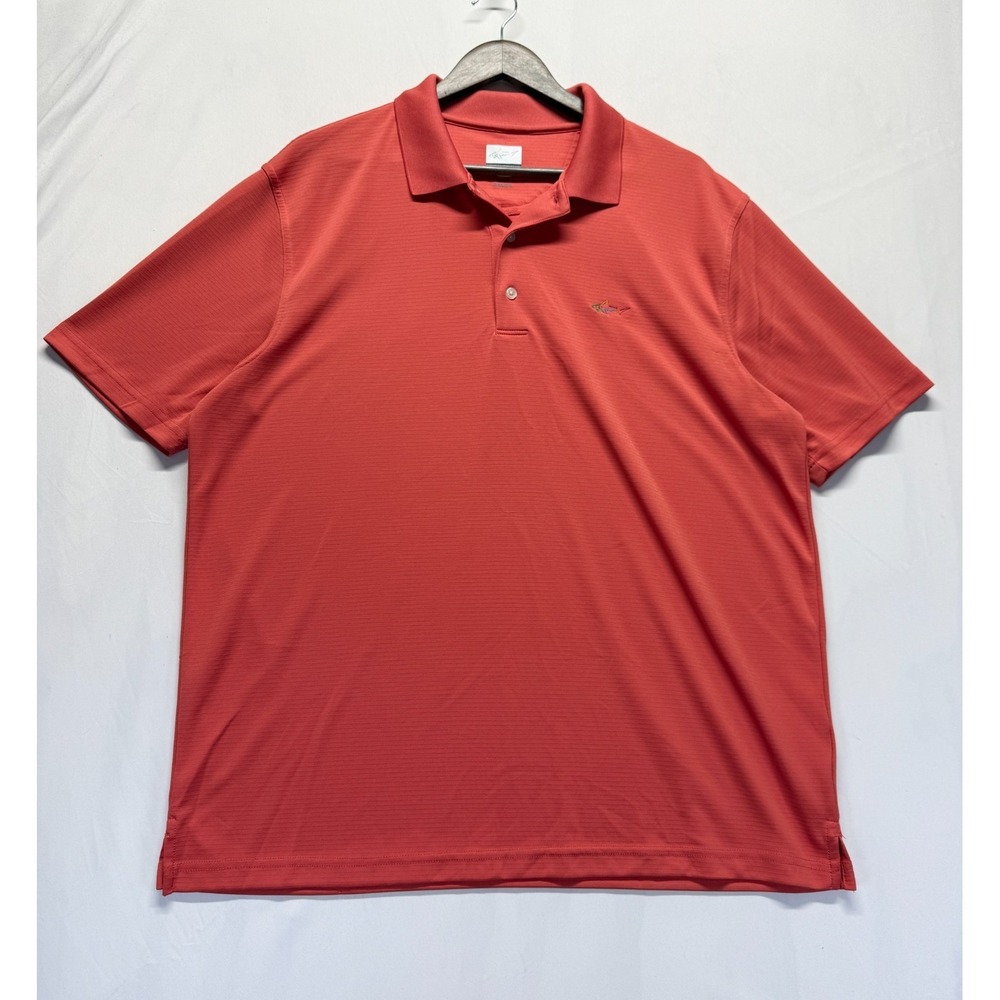 Greg Norman Play Dry Polo Shirt Mens XL Orange Logo Performance Golf Tennis
